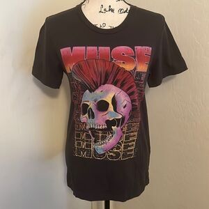 Muse Black Skull Distressed Graphic Shirt